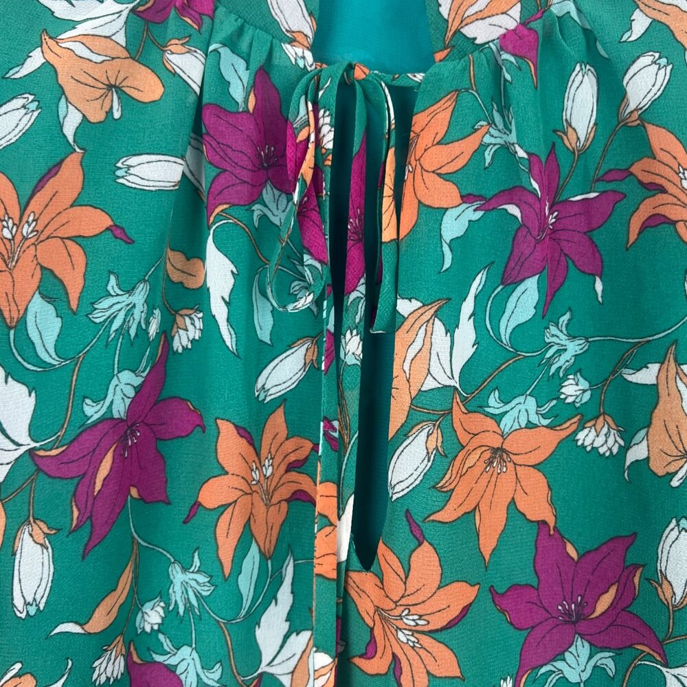 NWOT Stitch Fix Beacon Apparel Floral Ruffle Sleeve Top Size Small S NEW - Picture 5 of 10